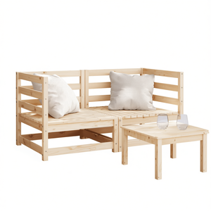 Set Divano Modulare da Giardino in Legno di Pino Massiccio, Arredamento da Esterno Stile Scandinavo, 2 Posti - Product Image 1