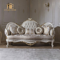 Fauteuil de salon de conception française haut de gamme, chaise longue classique, broderie de luxe, tissu bleu, chaises de salon