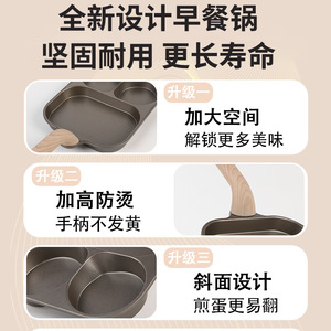 Ceramic Non-Stick Four Hole Pancake <b>Pan</b> With Wooden Handle For <b>Egg</b> And Burger Making - Product Image 5