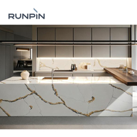 Panneau mural en pierre artificielle en quartz RUNPIN, pierre polie durable, écologique, imperméable, comptoirs, dessus de vanité, dessus de table
