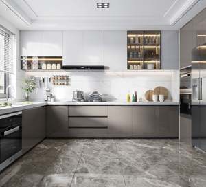 Gabinete de Cocina Esquinero Moderno de Alta Gama en MDF con Acabado Brillante, Incluye Opciones de Despensa, Fregadero y Protector Contra Salpicaduras Personalizados - Product Image 2