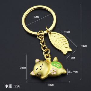 Cute Lucky Cat Keychain Fortune Lucky Cat Japanese Maneki Neko Key Chain Car Bag Charms Pendant Pray Health Fengshui Cat <b>Keyring</b> - Product Image 3