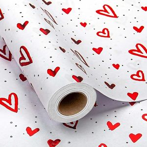 Kraft Embossed Wrapping <b>Paper</b> 3D Red Foil Heart Luxury Gift <b>Wrap</b> for Valentines Day Wedding Birthday Mothers Day Bridal Shower - Product Image 2