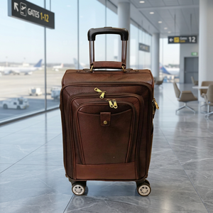 Maleta de Viaje con Ruedas y Cadena, de Cuero Genuino de la Mejor Calidad, Moderna, con Cierre Abierto, Unisex, Gran Capacidad, Ligera - Product Image 3