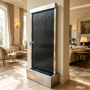 Moderna Cascada de Agua en Cristal Independiente con Iluminación LED Interior, Decoración Rectangular con Temática Natural - Product Image 2