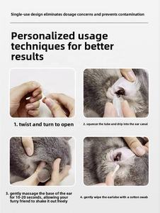 Gouttes auriculaires jetables pour animaux de compagnie contre les acariens et les infections à Malassezia, anti-démangeaisons, nettoyage en profondeur, <span class=keywords><strong>nettoyant</strong></span> <span class=keywords><strong>auriculaire</strong></span> désodorisant pour chiens et chats - Product Image 2