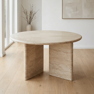 SW pietra OEM/ODM lucidato naturale travertino rotondo piani del tavolo travertino romano cucina sala da pranzo <span class=keywords><strong>mobili</strong></span> - Product Image 1