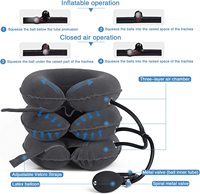Collier cervical gonflable de traction de cou réglable à 3 tubes pour le soulagement de la douleur au cou