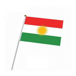 Bandera de poliéster, palo de mano, Kurdistan, venta al por mayor