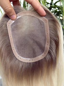 Nuovo Design 2026: <span class=keywords><strong>Topper</strong></span> per Capelli Umani con Perline, Applicazione con Perline per Donne, Capelli Vergini con Cuticole Intatte, Toupet Mono dall'Aspetto Naturale - Product Image 2