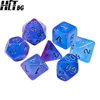 Ensemble de dés polyédriques à coins arrondis de 16 mm, 7 pièces, acrylique rose, violet, orange, bleu, pour D&D, Dungeons & Dragons, jeux de rôle, jeux de table