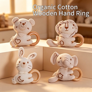 <span class=keywords><strong>Hochet</strong></span> de dentition pour bébé en coton biologique, anneau de dentition en bois naturel, jouet sensoriel en peluche animal <span class=keywords><strong>Montessori</strong></span> pour nouveau-nés - Product Image 2
