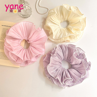 Scrunchie Rambut Lipit Mewah Terbaru untuk Wanita Gaya Korea Lapis Ganda Ukuran Besar Aksesoris Rambut Modis