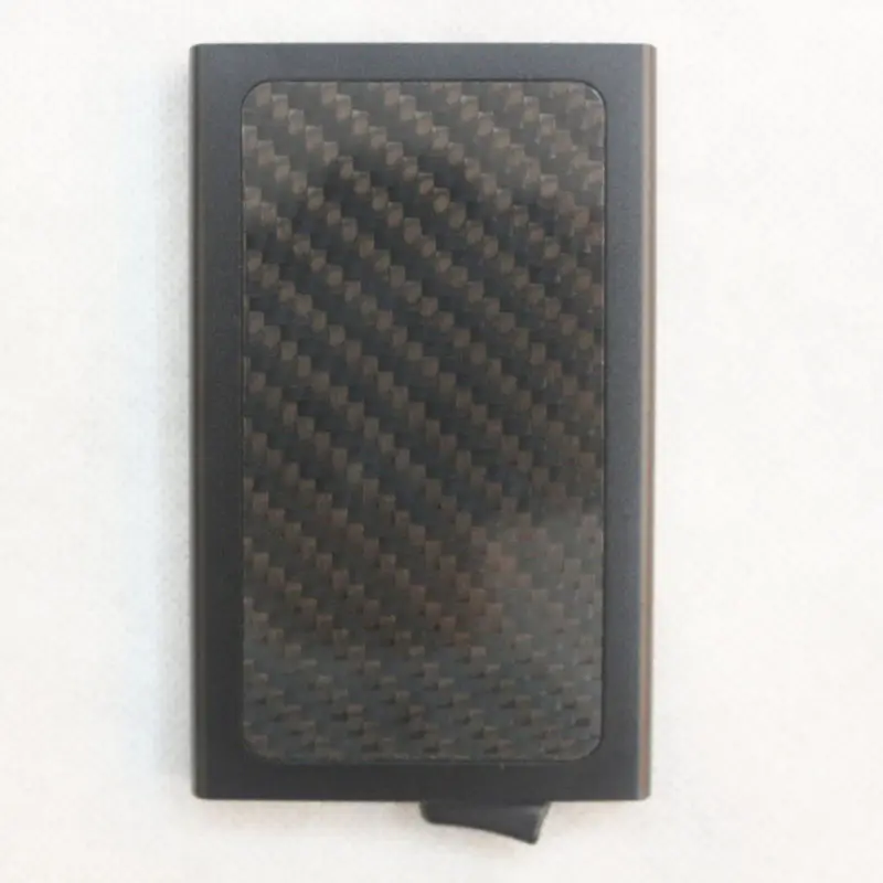 Carbon Fiber Slim RFID Pop Up Wallet Minimalist Credit Aluminum Card Holder For Men ID Metal Case