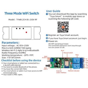 Interruptor Inteligente Tuya, Módulo de Relé WIFI de 2 Canales, Control Inalámbrico RF433, 12V 24V, Compatible con Smart Life, Alexa, <span class=keywords><strong>Asistente</strong></span> de <span class=keywords><strong>Google</strong></span> - Product Image 4