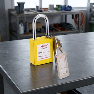 Accion AK-JPL-107 Cadenas de sécurité jaune avec clé et étiquette d'identification - Product Image 2