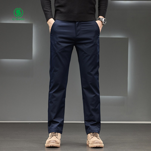 <span class=keywords><strong>Pantalon</strong></span> décontracté 100% coton pour homme, taille moyenne, bouton, longue, droite et ample, automne, hiver, style de travail, options en velours - Product Image 4
