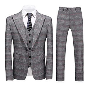 Trajes de Hombre de 3 Piezas, Traje a Cuadros con <span class=keywords><strong>Chaqueta</strong></span> de un Botón, <span class=keywords><strong>Vestido</strong></span> Formal para <span class=keywords><strong>Fiesta</strong></span>, Baile de Graduación, Trajes Casuales de Esmoquin - Product Image 1