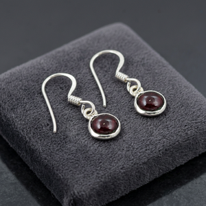Garnet <b>Stud</b> Earrings 925 <b>Silver</b> Bezel Setting Minimalist Unisex Geometric <b>Silver</b> Plated Fine Earrings for Memorial Occasions - Product Image 3