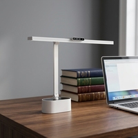 Lampe de table LED pliable à commande tactile, intensité réglable, 3 températures de couleur, lumière de lecture protectrice pour les yeux avec horloge, chargement USB, pour salle d'étude