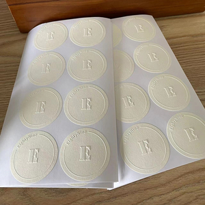 Nhãn chai thủy tinh tái chế 100% Nhãn giấy tái chế Nhãn Tròn hình tròn sâu dập nổi nhãn giấy lanh - Product Image 5