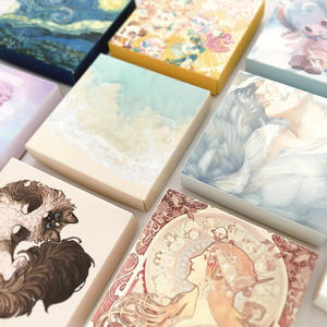 200 Uds. Pegatinas decorativas de dibujos animados bonitos personalizadas hermosa chica Snack Retro Van Gogh's Starry Sky Scrapbook planificador pegatinas - Product Image 4