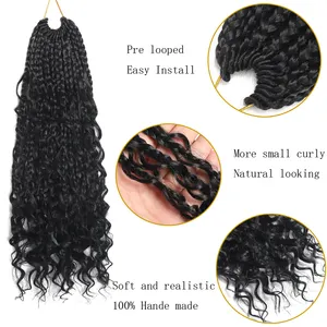 Crochet Hair 14 Inch Boho Goddess Box Braids Crochet Hair With Curly Ends 3 Crochet Braids Hair