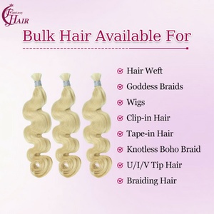Vente d'usine Puddinghair - Extensions de cheveux humains vierges naturels 12A en vrac # Cheveux humains ondulés souples 613 sans trame pour tressage - Product Image 4
