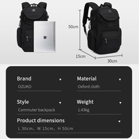 Sac à dos de voyage OZUKO 9920 pour hommes et femmes, 23L, sac pour ordinateur portable 15,6 pouces, résistant à l'eau, sac à dos d'école, sac à dos d'affaires