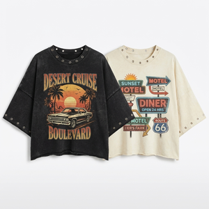 Wholesale T-shirt Custom 300GSM Heavyweight Cotton Vintage <b>Wash</b> Oversized Cropped Boxy Rhinestone Logo Tee Streetwear Men T Shir - Product Image 1