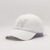 Gorra Retro de Algodón Lavado Blanca Sin Estructura de 6 Paneles con Parche Bordado de Fuente Personalizada, Ajustable, de Perfil Bajo, Estilo Dad Hat, Venta al por Mayor