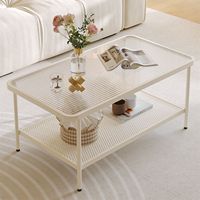 Table d'appoint compacte en verre trempé pour salon, nouveau modèle – Table basse portable avec rangement pour balcon