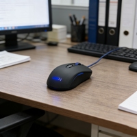 Souris de jeu filaire ergonomique, 6 boutons, 2400DPI, optique, haute précision, 500 millions de clics, câble USB tressé en caoutchouc noir