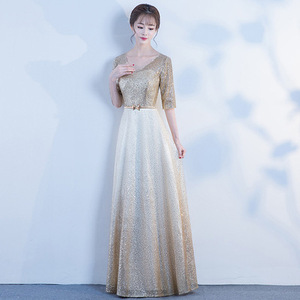 Women's Choir Performance <b>Dress</b> Long Skirt Glitter Print Polyester Spring 2025 Stage Wear Elegant <b>Dance</b> Costume - Product Image 3