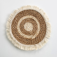 Napperons de Table en macramé, grand napperon rond en osier fait à la main avec franges