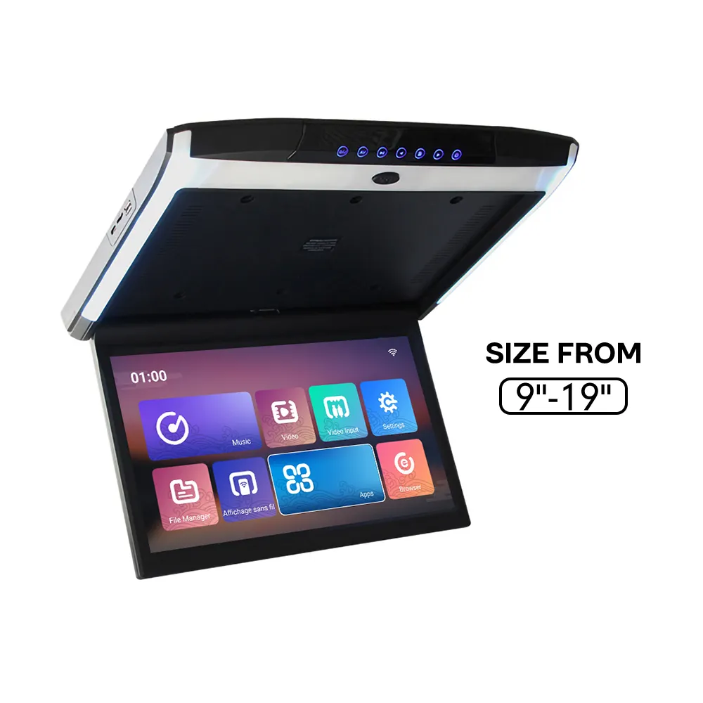 9 11.6 12.5 15.4 15.6 17.3 19 Inch LCD IPS Monitor Android Car TV Overhead Car Ceiling Mount Car Roof Monitor Remote Control