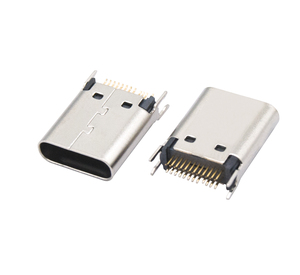 Conector USB 3.1 Tipo C Hembra para PCB con Montaje en Placa, Grosor de 1.0mm, Acero Inoxidable Chapado en Oro - Product Image 1