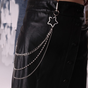 yueli Harajuku Style <b>Cross</b> Pendant Waist Chain Double Layered Unisex Hip Hop Fashion Body Chain Tibetan <b>Silver</b> Daily Wear - Product Image 2