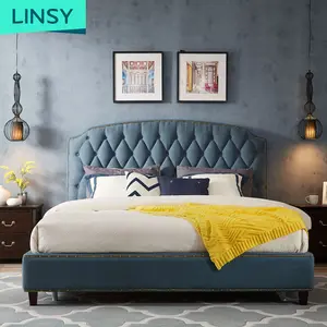 Linsy豪华卧室套装家具主卧室套装方形花式北欧单人床带储物现代R270