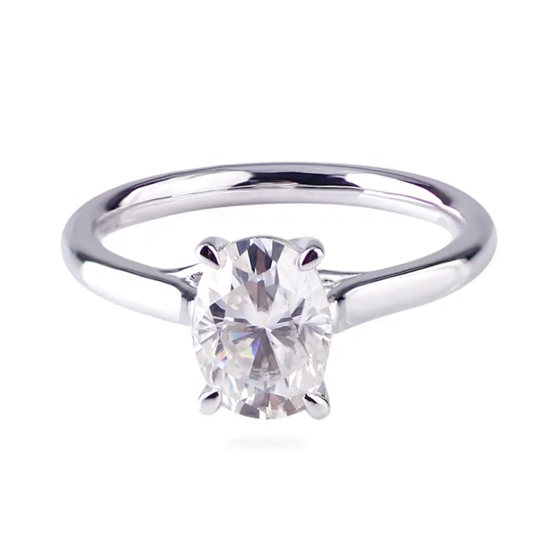 Customization 18K White Gold Ovalリング6*8.5ミリメートルDEF白Color Moissanites Ring