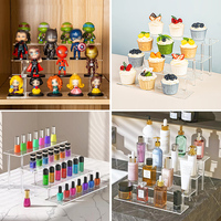 Support multicouche multifonctionnel d'affichage en acrylique Transparent moderne portatif à 4 niveaux pour les figurines de Cupcakes cosmétiques de parfum