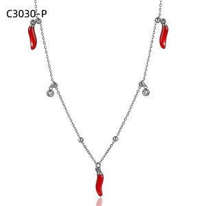 Amy Amy Fashion Pendant Necklace <b>Silver</b> Plated Zinc Alloy Rhinestone Food Shape For Women Party Everyday Wearing C3030 - Product Image 1