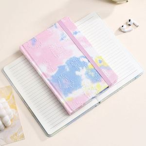 Wholesale Modern A5 Fabric Denim Tie-Dye <b>Hook</b> Pattern Custom Printed Hand-Held Student Notebook Elastic Band for Note-Taking - Product Image 3