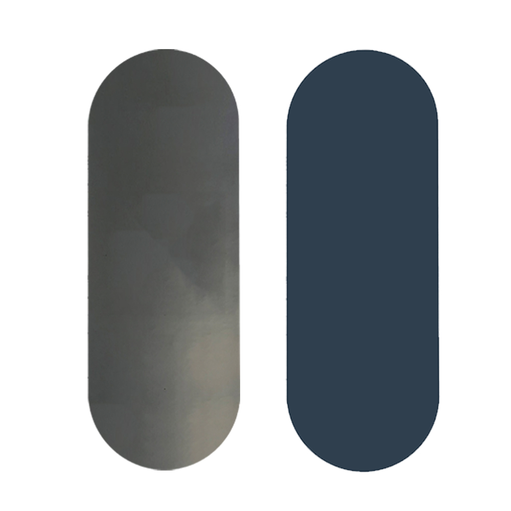 Capsule-shaped, gray and black