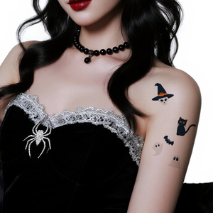 Autocollant de <span class=keywords><strong>tatouage</strong></span> temporaire d'Halloween, <span class=keywords><strong>chat</strong></span> <span class=keywords><strong>noir</strong></span> de dessin animé, <span class=keywords><strong>tatouage</strong></span> imperméable pour <span class=keywords><strong>le</strong></span> visage, <span class=keywords><strong>le</strong></span> bras, <span class=keywords><strong>le</strong></span> corps - Product Image 2