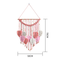 Ornement mural en macramé en coton tissé à la main avec des franges en forme de feuilles, décoration artisanale contemporaine, tapisserie en feuilles, écologique, lavable