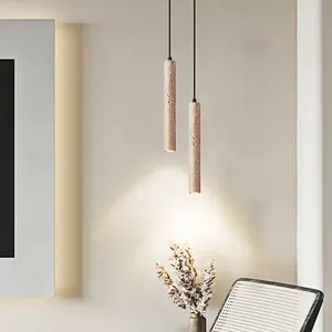 Nordic đá hình trụ droplight <span class=keywords><strong>LED</strong></span> cho phòng ăn nhà hàng Bar bảng wabi Sabi travertine treo đèn cạnh giường ngủ - Product Image 3