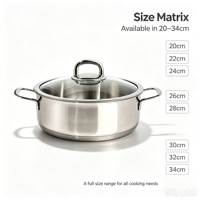 Ensemble de casseroles de style américain en acier inoxydable écologique de haute qualité, sans revêtement, avec couvercle en verre, compatible induction