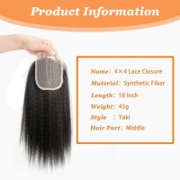 Ekstensi rambut lurus Kinky kualitas tinggi 4x4 HD bagian tengah transparan penutupan renda 4 bundel rambut sintetis pakan Yaki