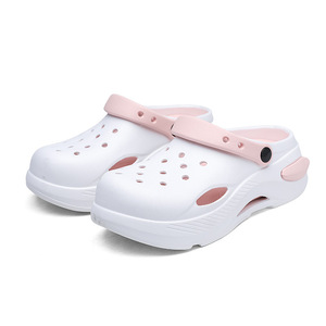 Women's Crocs Platform EVA <b>Clogs</b> Thick Soled Non Slip Comfortable Sandals White Brown Color 2024 Style - Product Image 4